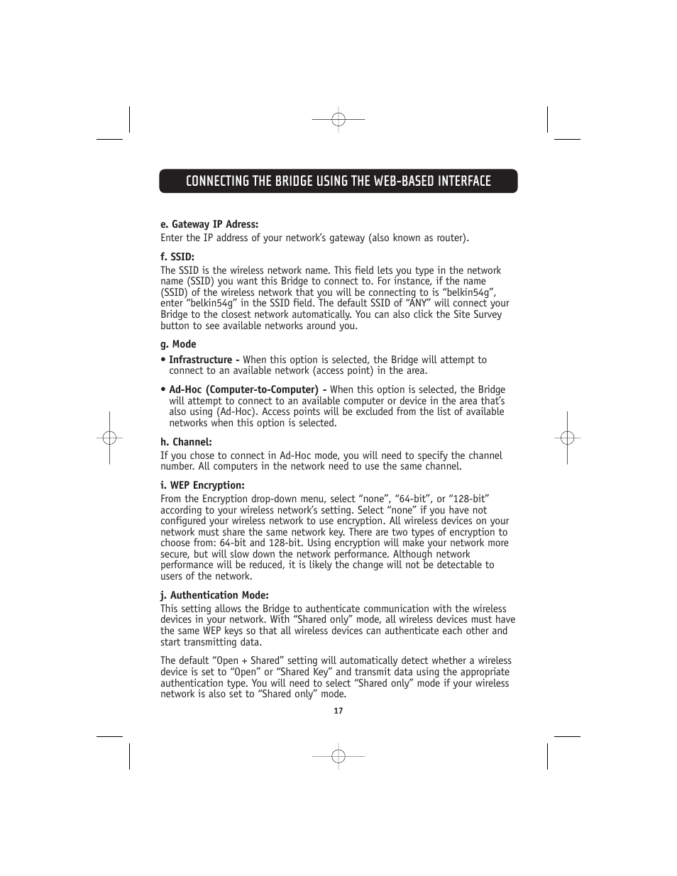 Belkin 802.11g User Manual | Page 20 / 31