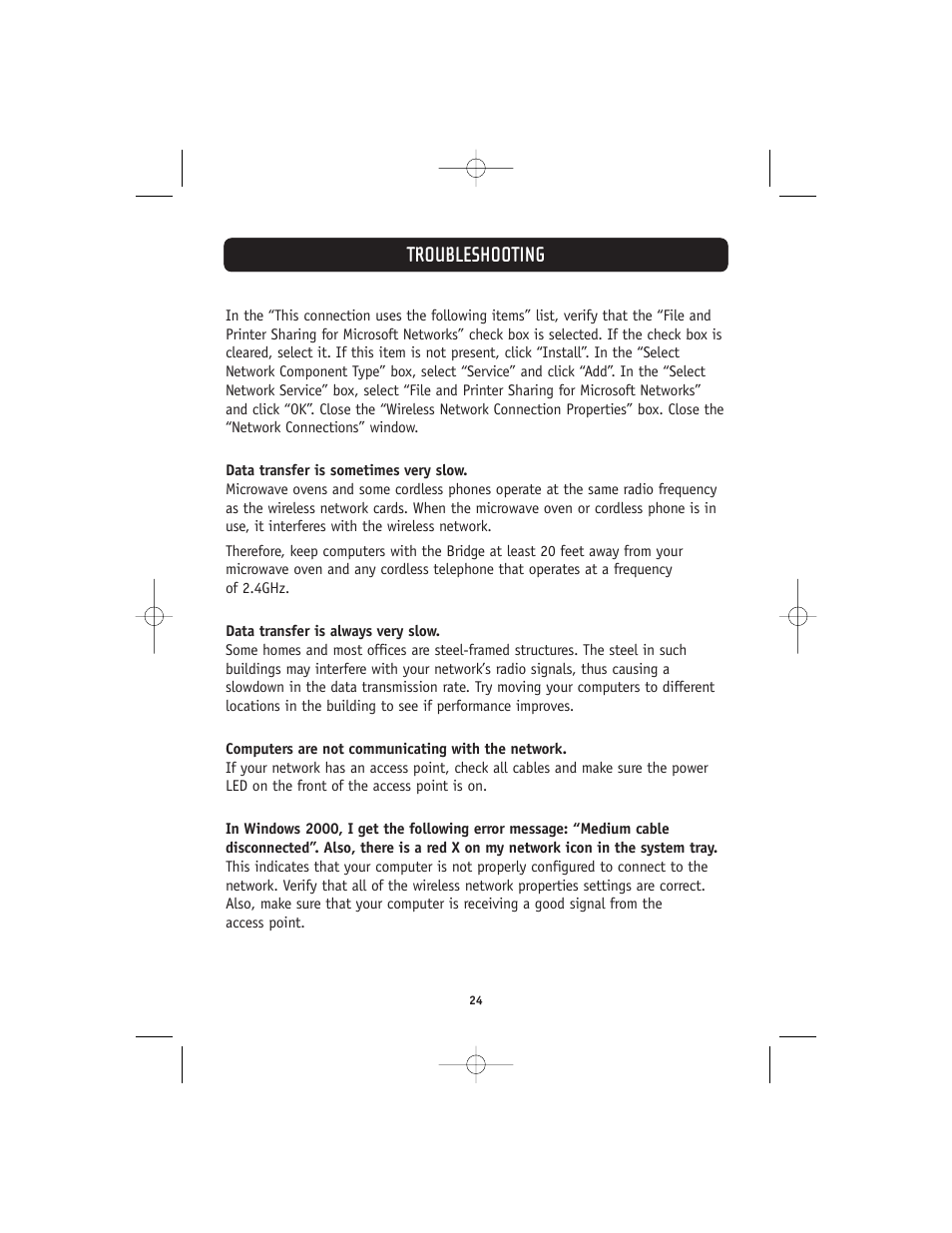 Troubleshooting | Belkin 802.11g User Manual | Page 27 / 31