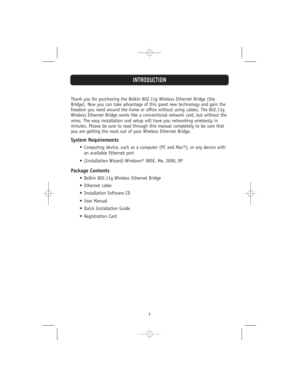 Introduction | Belkin 802.11g User Manual | Page 4 / 31