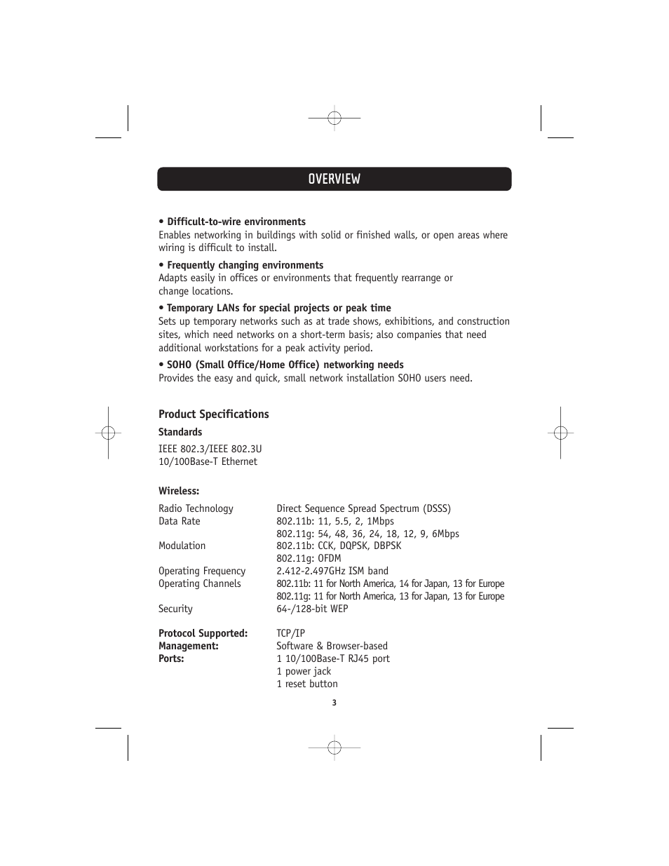 Overview | Belkin 802.11g User Manual | Page 6 / 31