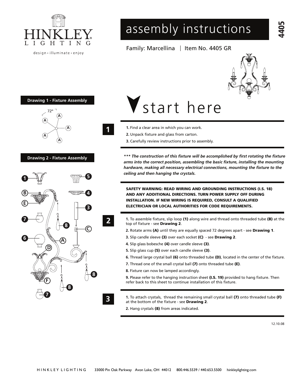 Hinkley Lighting MARCELLINA 4405GR User Manual | 3 pages