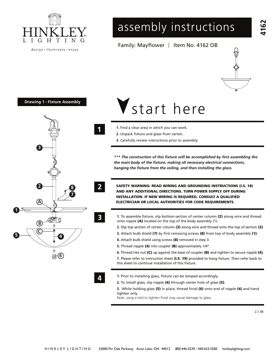 Hinkley Lighting MAYFLOWER 4162OB User Manual | 2 pages