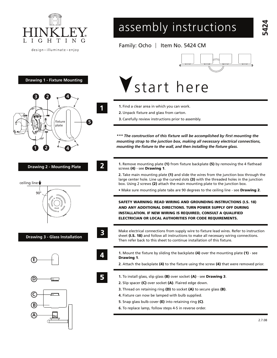 Hinkley Lighting OCHO 5424 User Manual | 1 page