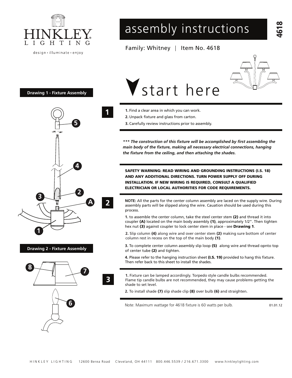 Hinkley Lighting WHITNEY 4618BN User Manual | 3 pages
