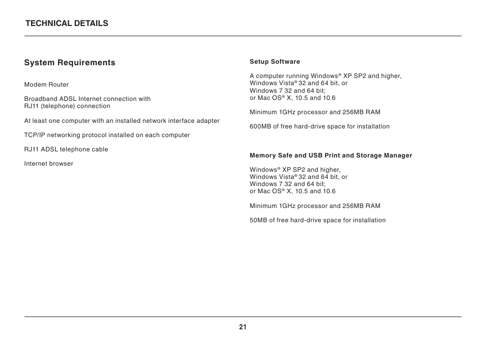 Technical details system requirements | Belkin SHARE 8820ED00394_F7D3402_V1 User Manual | Page 21 / 37