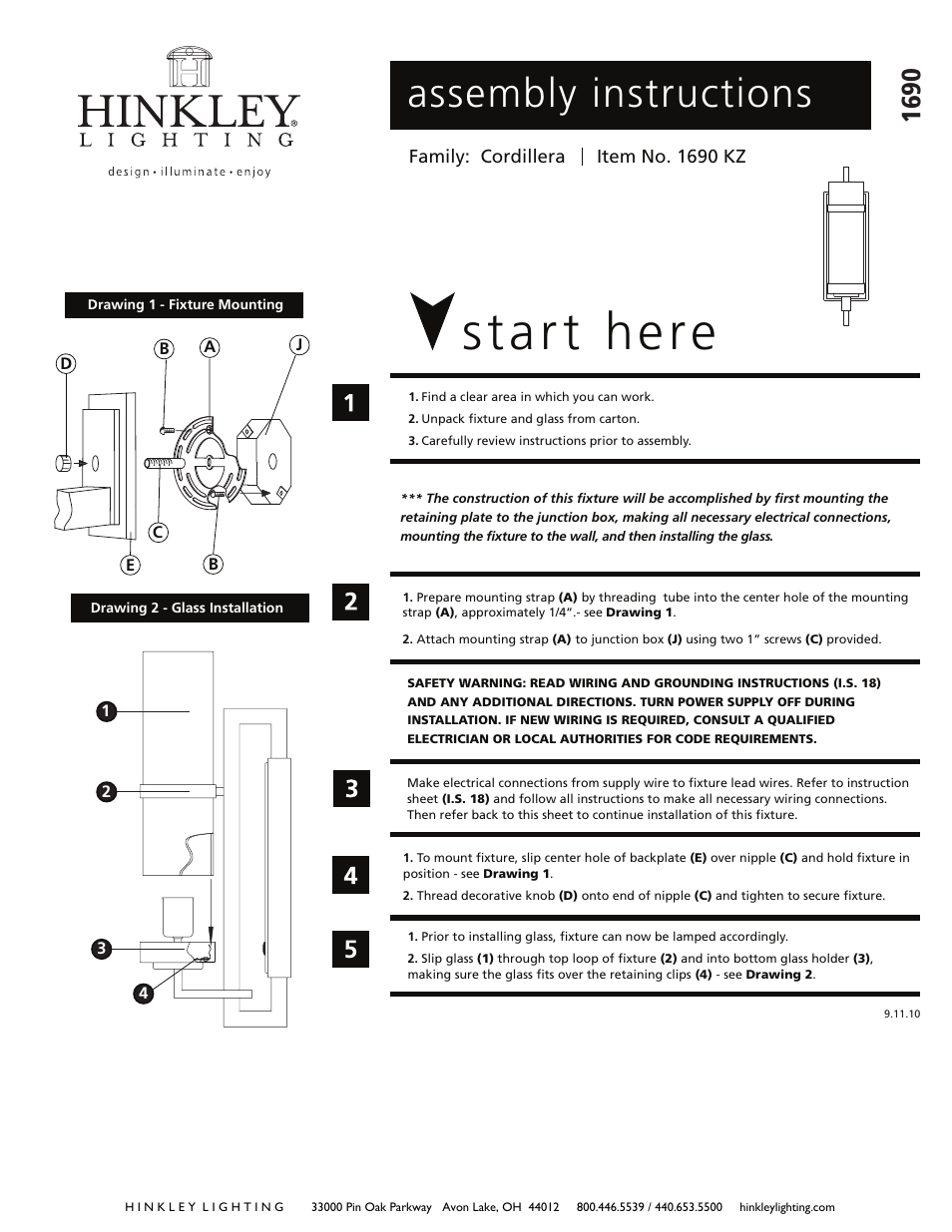 Hinkley Lighting CORDILLERA 1690KZ User Manual | 3 pages