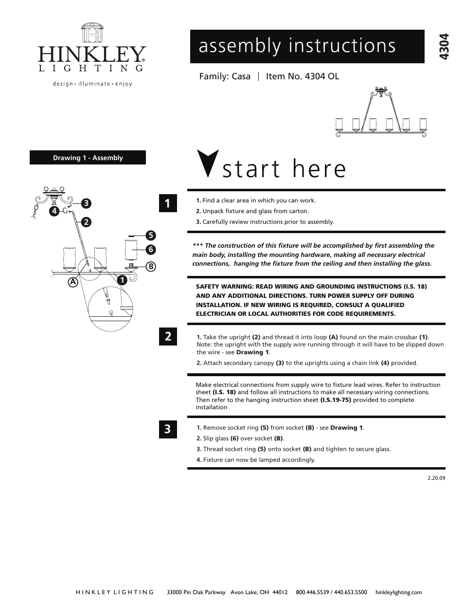 Hinkley Lighting CASA 4304OL User Manual | 3 pages