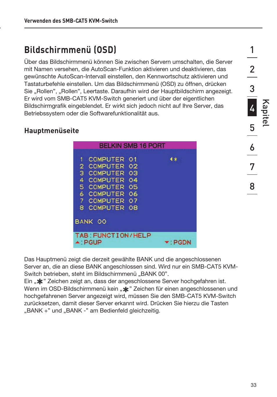 Bildschirmmenü (osd), Kapit el | Belkin F1DP108AEA User Manual | Page 138 / 306