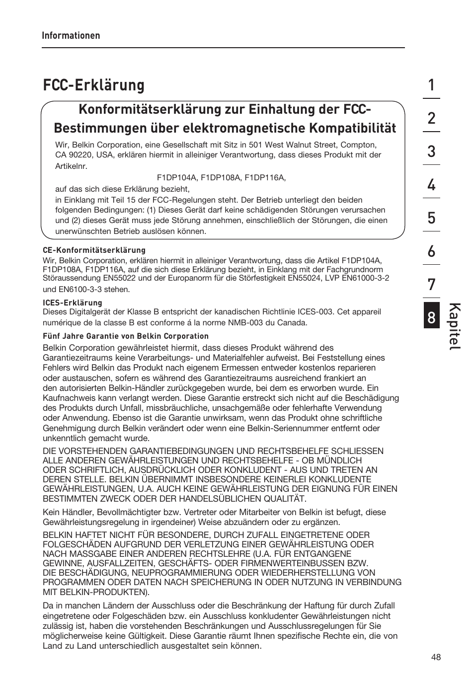 Kapit el | Belkin F1DP108AEA User Manual | Page 153 / 306