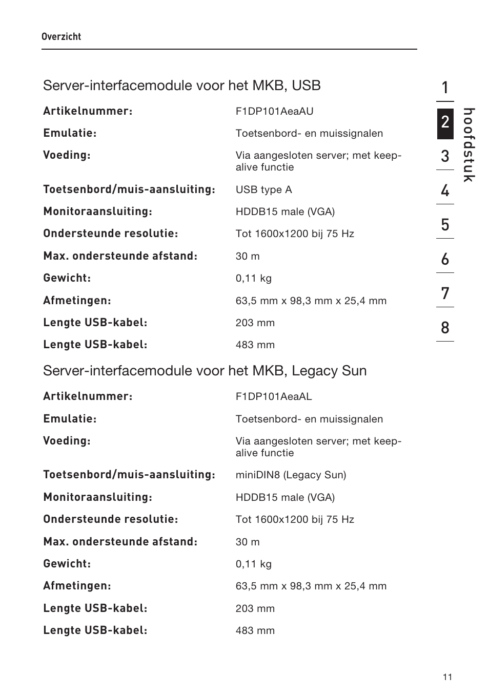 Ho of ds tu k, Server-interfacemodule voor het mkb, usb, Server-interfacemodule voor het mkb, legacy sun | Belkin F1DP108AEA User Manual | Page 167 / 306