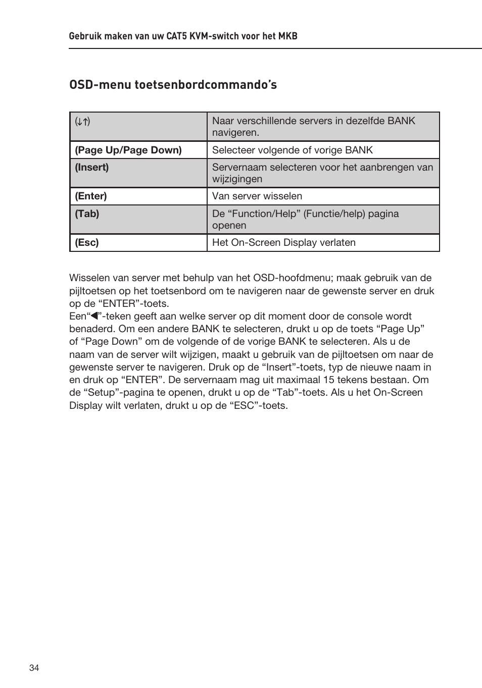 Osd-menu toetsenbordcommando’s | Belkin F1DP108AEA User Manual | Page 190 / 306