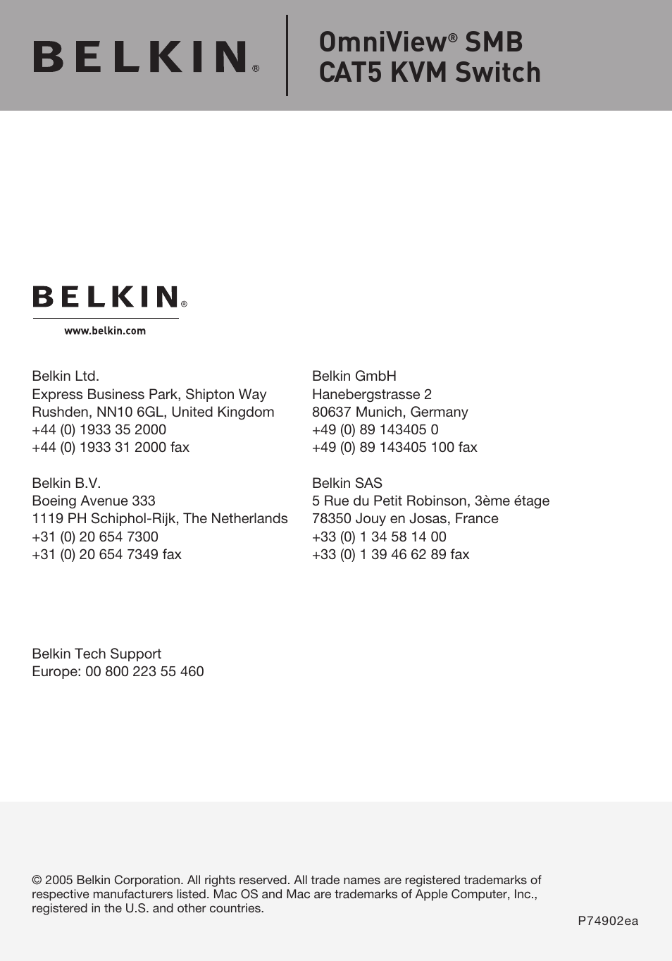 Omniview, Smb cat5 kvm switch | Belkin F1DP108AEA User Manual | Page 2 / 306