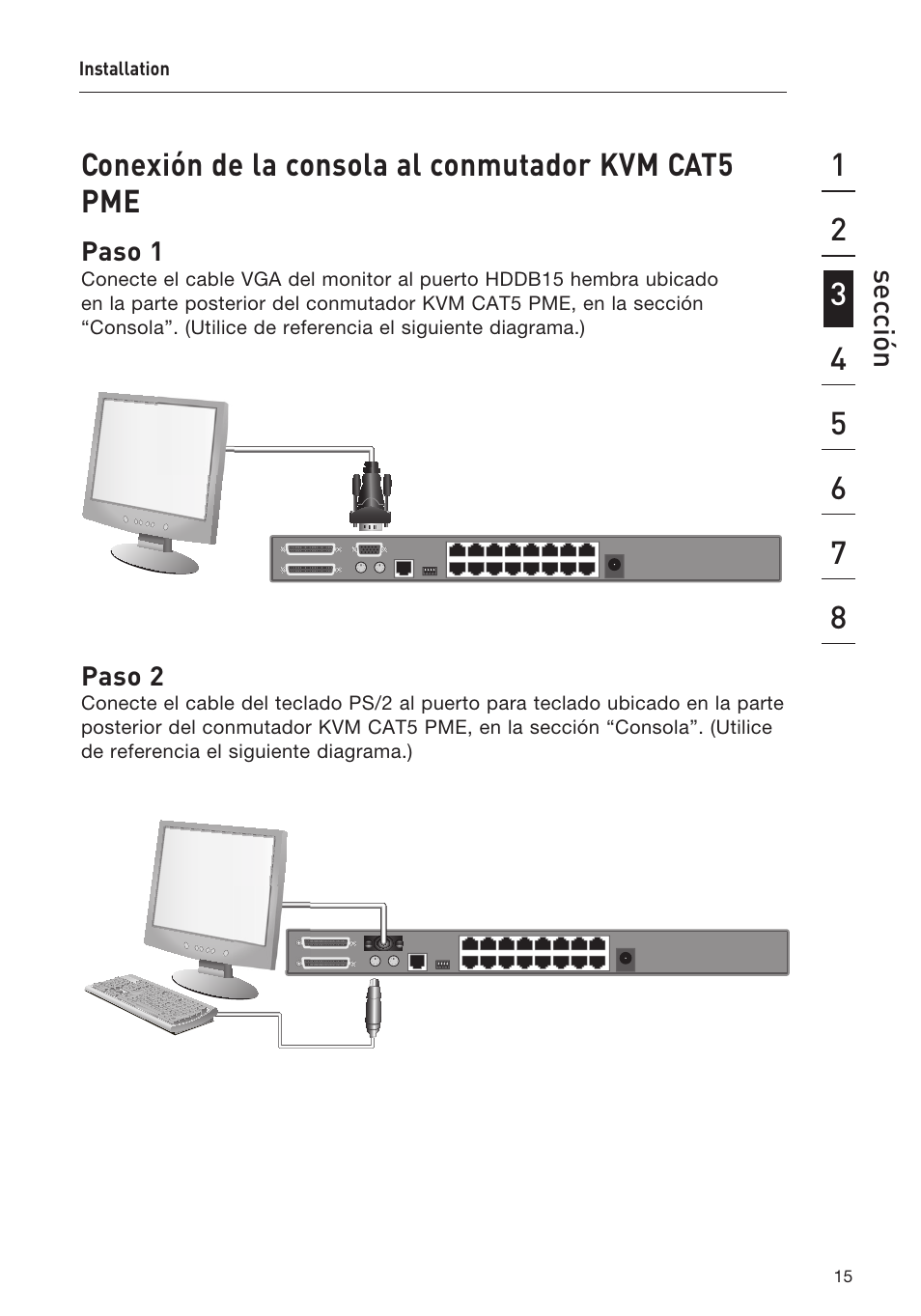 Conexión de la consola al conmutador kvm cat5 pme | Belkin F1DP108AEA User Manual | Page 222 / 306