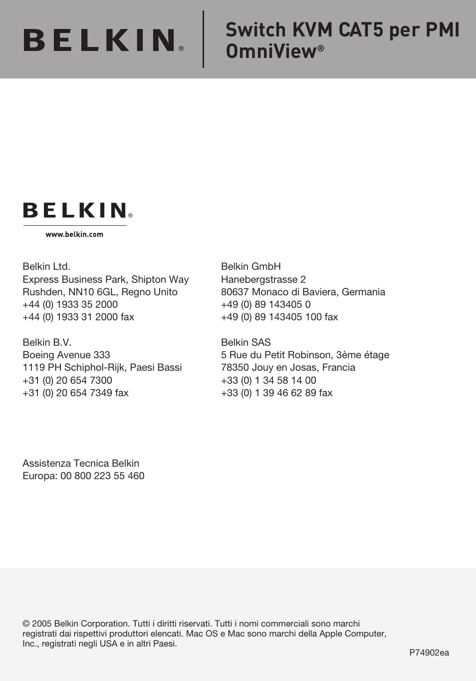 Switch kvm cat5 per pmi omniview | Belkin F1DP108AEA User Manual | Page 257 / 306