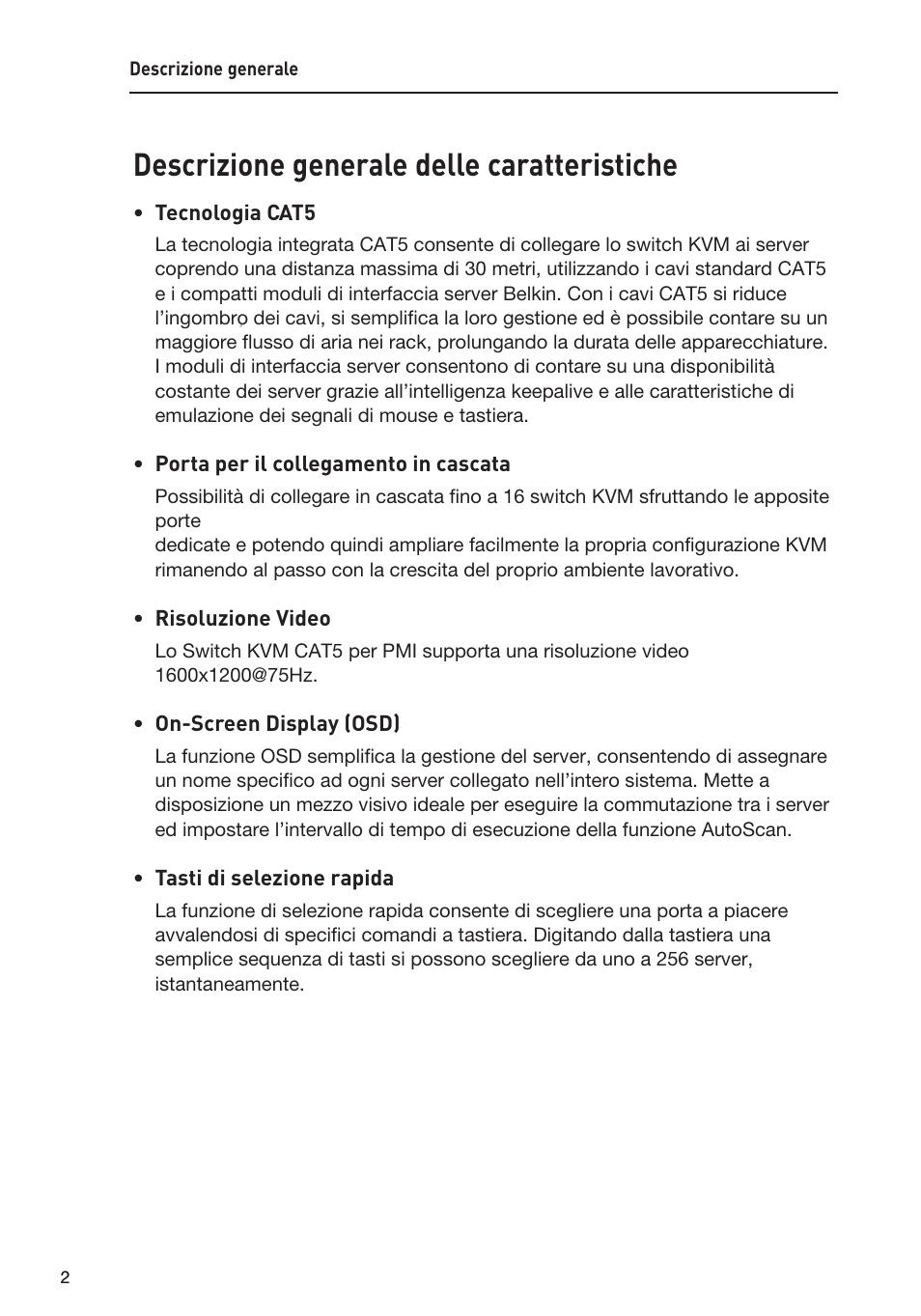 Descrizione generale delle caratteristiche | Belkin F1DP108AEA User Manual | Page 260 / 306