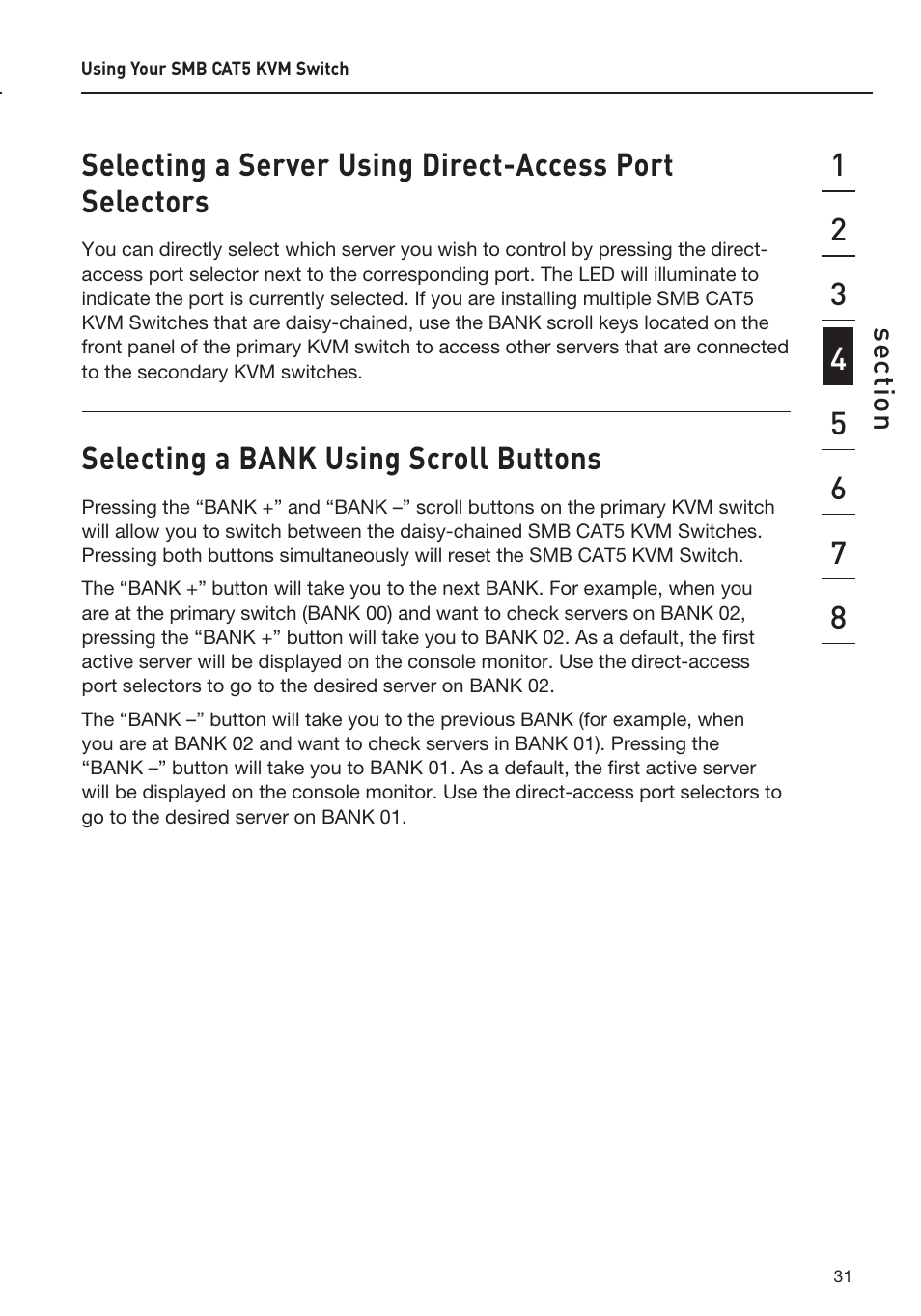 Selecting a bank using scroll buttons | Belkin F1DP108AEA User Manual | Page 34 / 306
