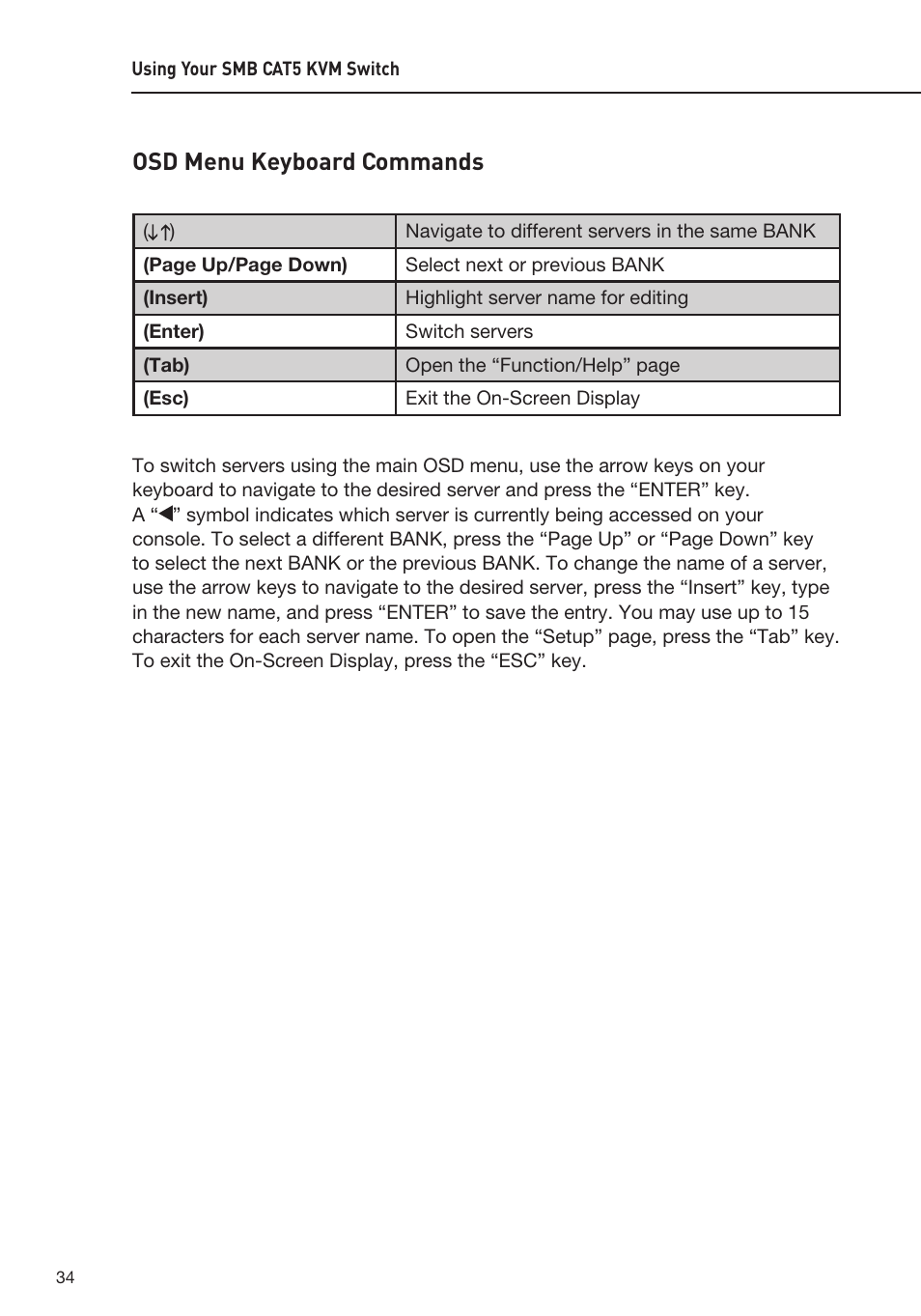 Osd menu keyboard commands | Belkin F1DP108AEA User Manual | Page 37 / 306