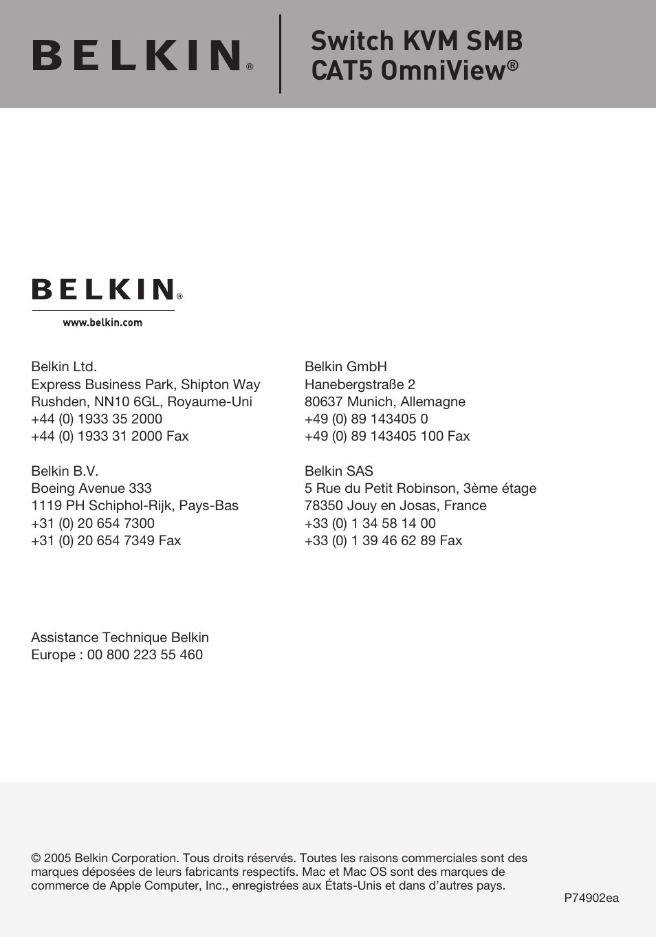 Switch kvm smb cat5 omniview | Belkin F1DP108AEA User Manual | Page 53 / 306