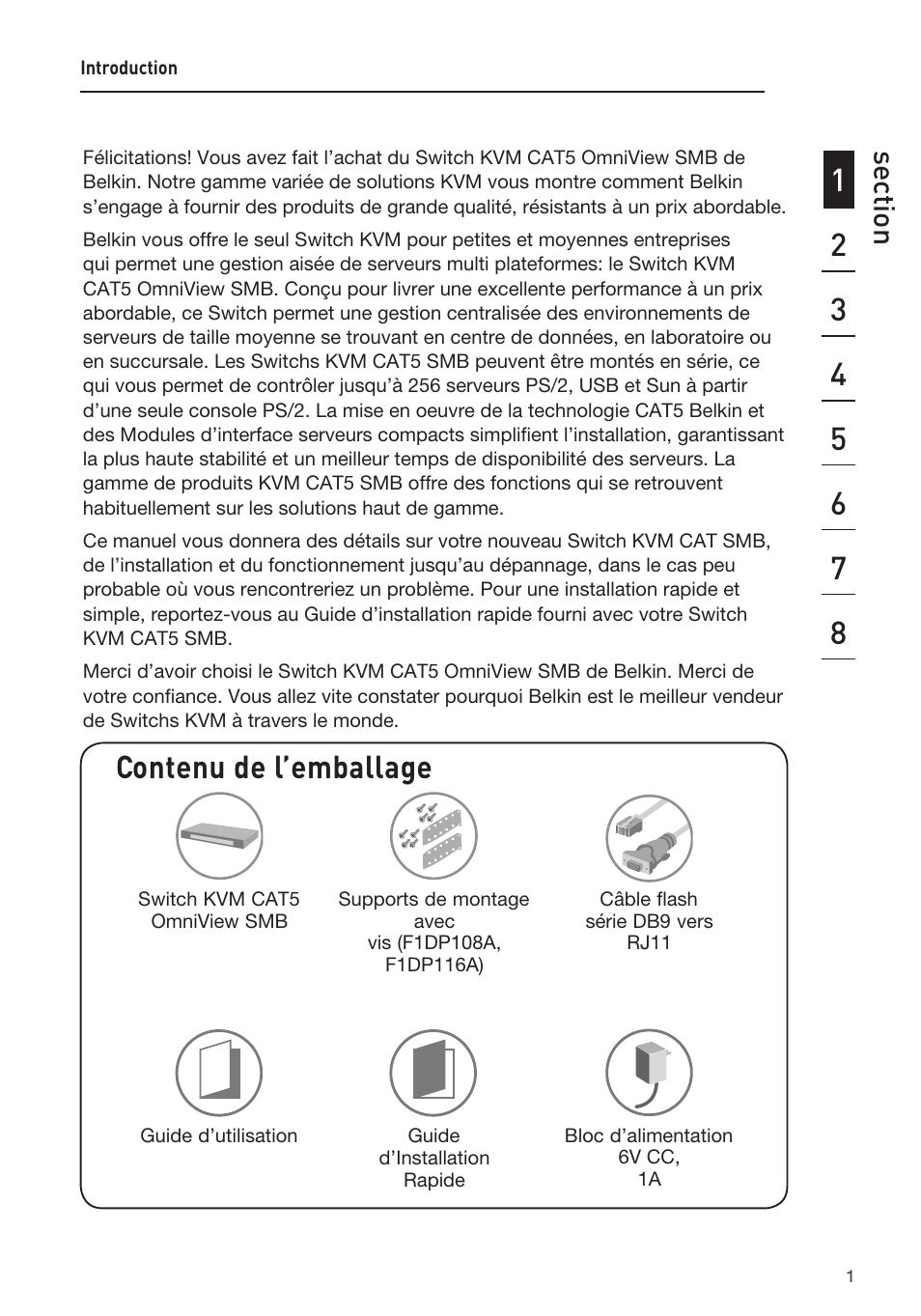 Contenu de l’emballage | Belkin F1DP108AEA User Manual | Page 55 / 306