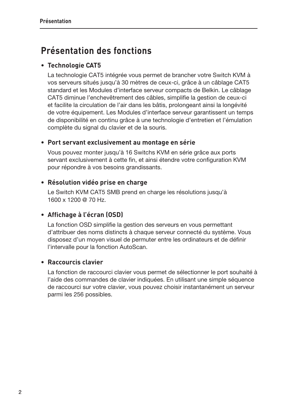 Présentation des fonctions | Belkin F1DP108AEA User Manual | Page 56 / 306