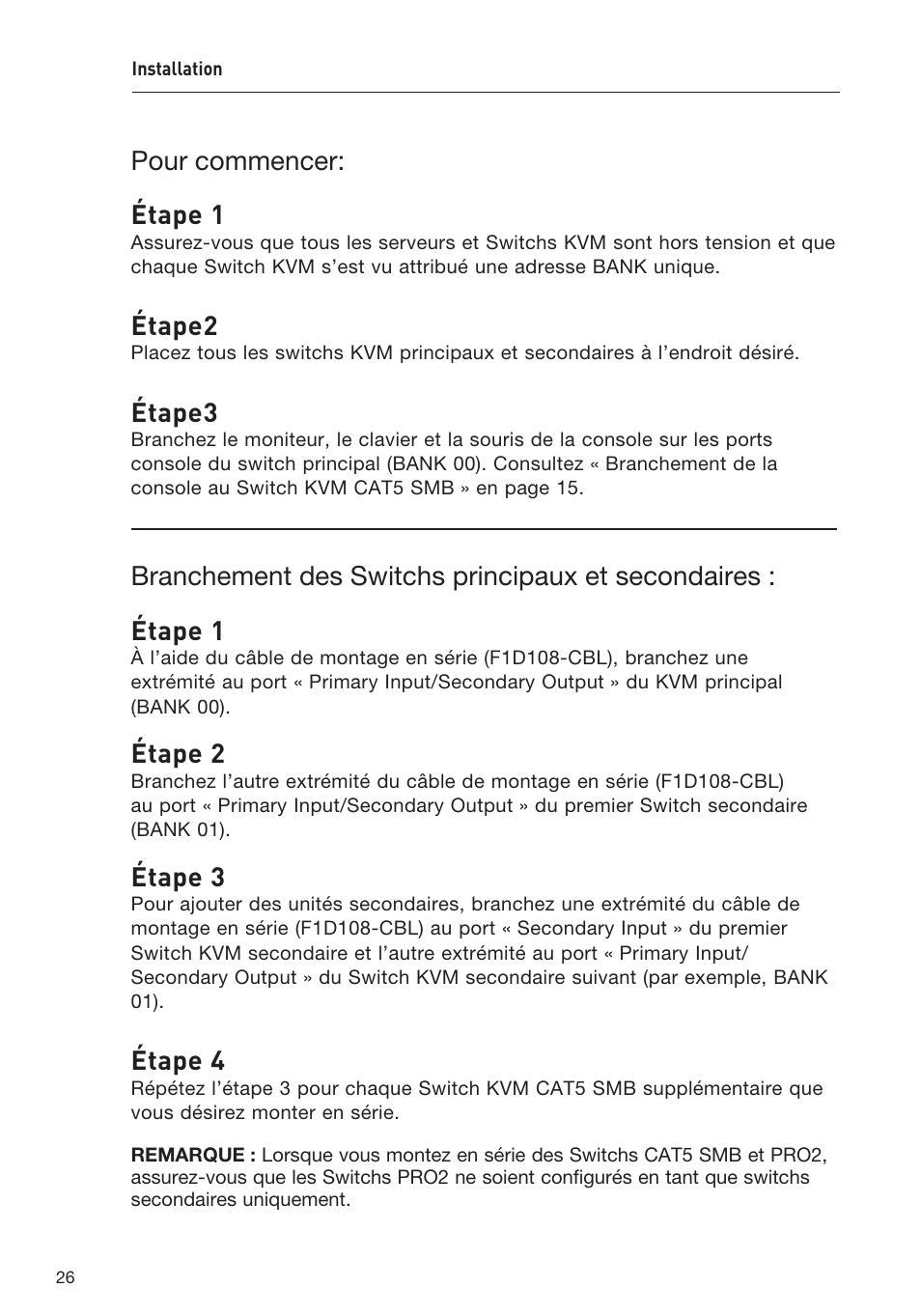 Pour commencer: étape 1, Étape2, Étape3 | Étape 2, Étape 3, Étape 4 | Belkin F1DP108AEA User Manual | Page 80 / 306