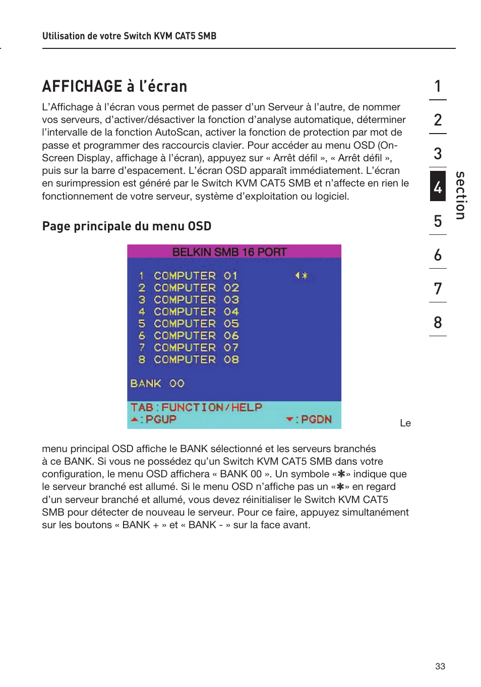 Affichage à l’écran | Belkin F1DP108AEA User Manual | Page 87 / 306