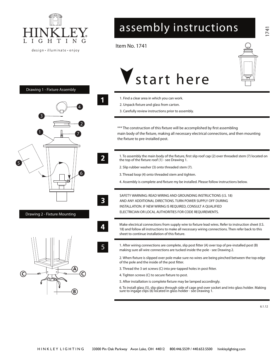 Hinkley Lighting SULLIVAN 1741 User Manual | 2 pages