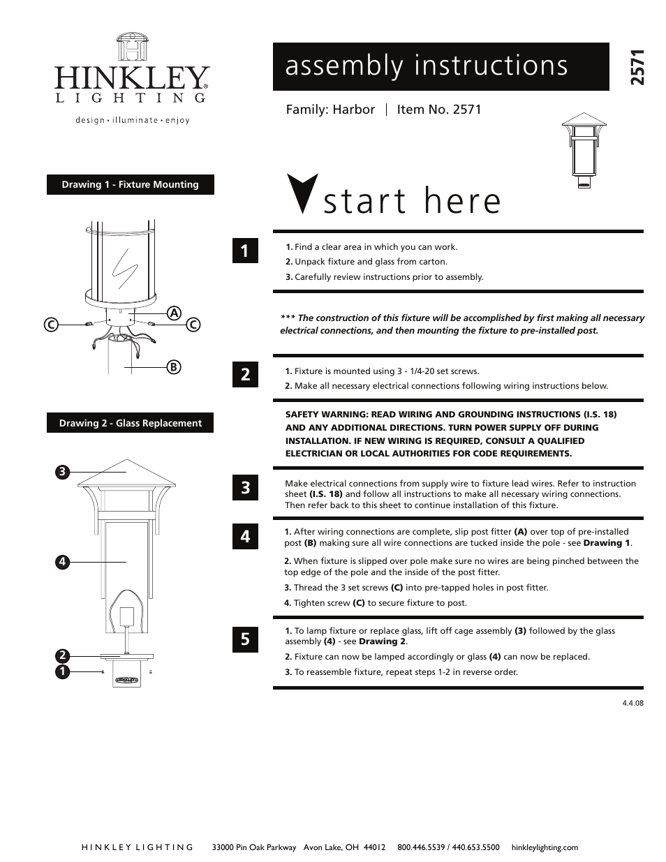 Hinkley Lighting HARBOR 2571 User Manual | 2 pages