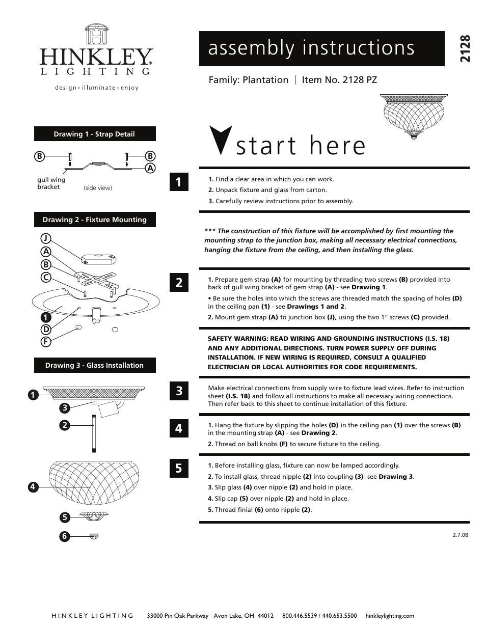 Hinkley Lighting PLANTATION 2128PZ User Manual | 2 pages