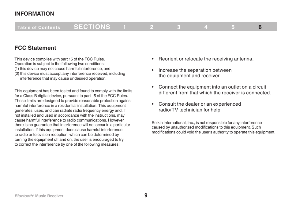 Belkin Bluetooth Music Receiver F8Z492 8820tt00264 User Manual | Page 11 / 14