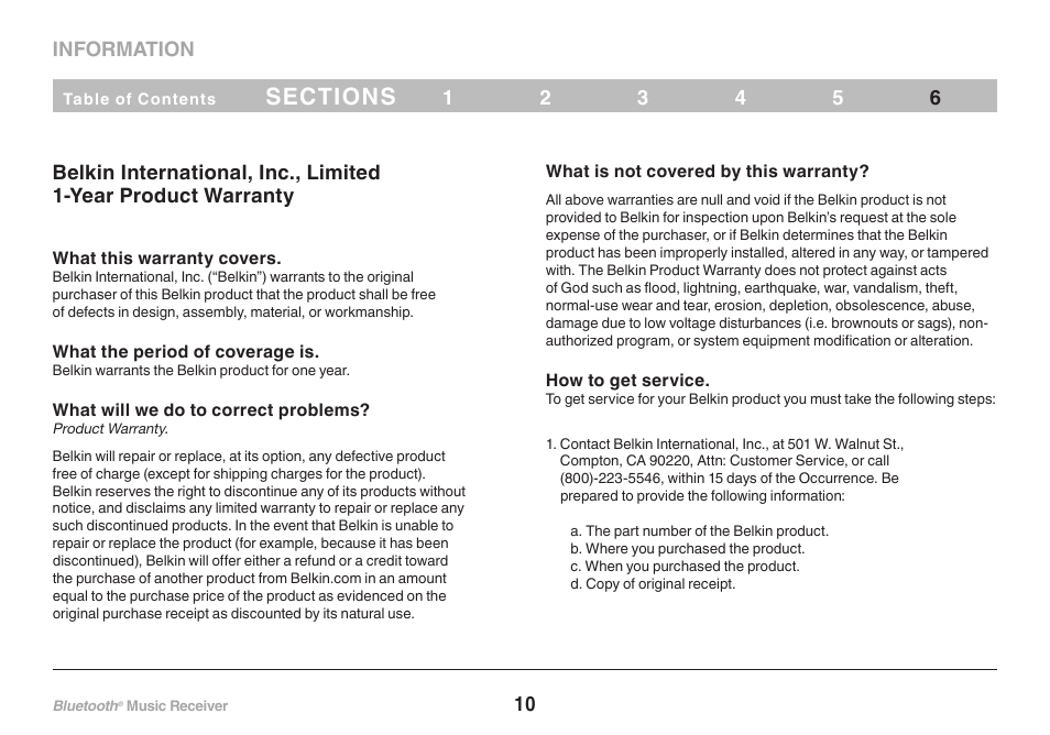 Belkin Bluetooth Music Receiver F8Z492 8820tt00264 User Manual | Page 12 / 14