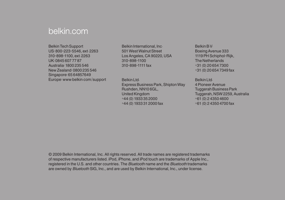 Belkin Bluetooth Music Receiver F8Z492 8820tt00264 User Manual | Page 14 / 14