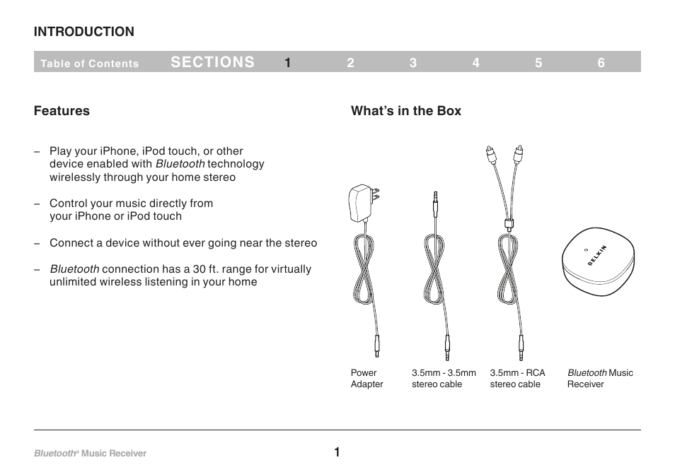 What’s in the box | Belkin Bluetooth Music Receiver F8Z492 8820tt00264 User Manual | Page 3 / 14