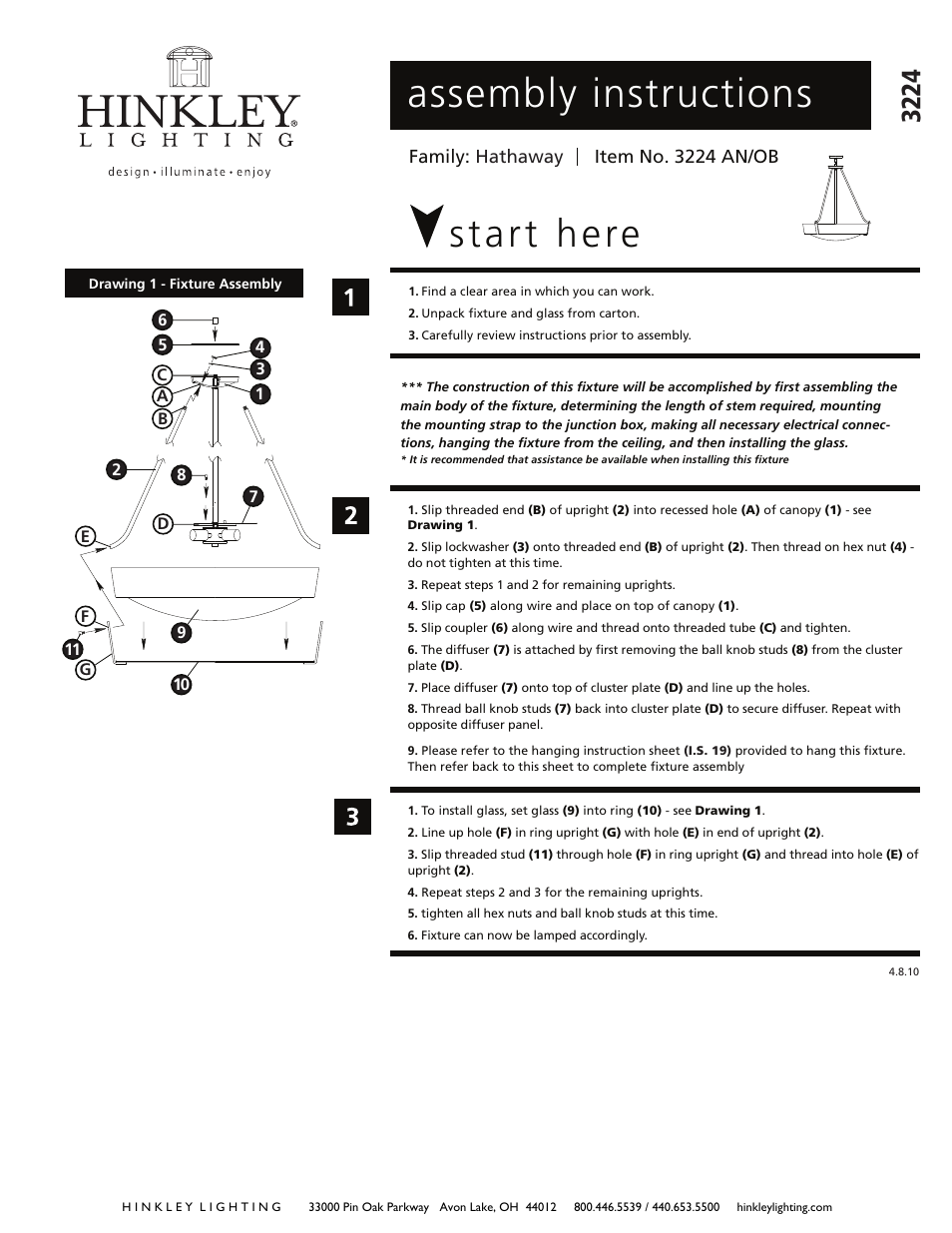 Hinkley Lighting HATHAWAY 3224AN User Manual | 2 pages