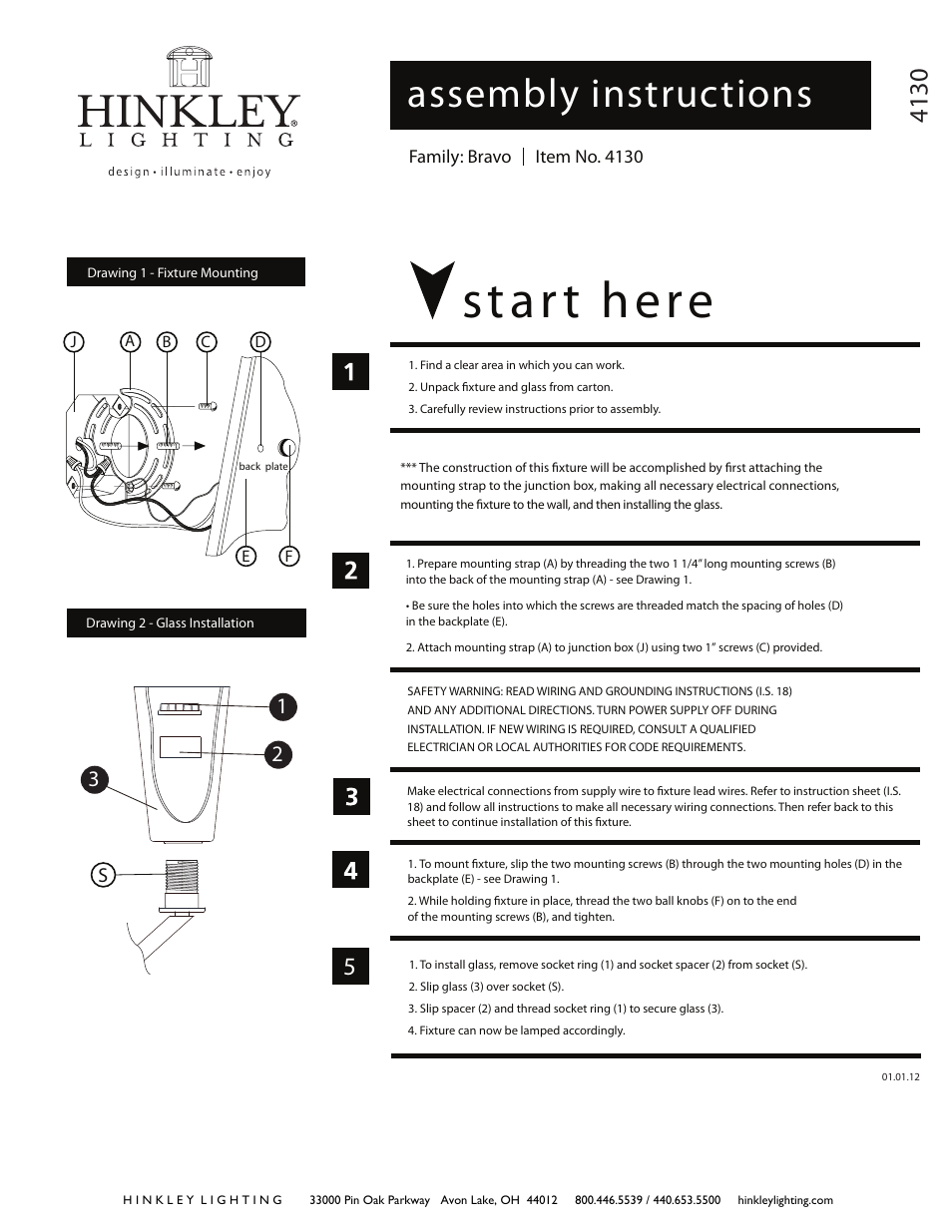 Hinkley Lighting VICTORY 4130BN User Manual | 2 pages