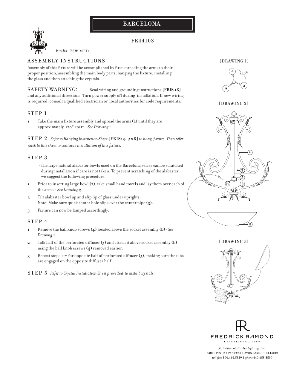 Hinkley Lighting BARCELONA FR44103SLF User Manual | 4 pages