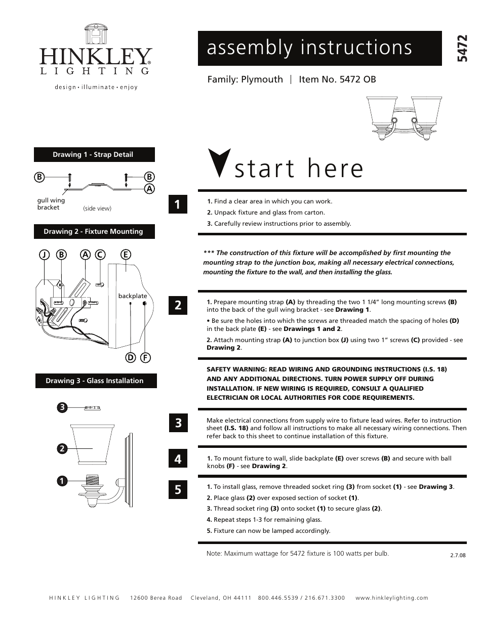 Hinkley Lighting PLYMOUTH 5472OB User Manual | 1 page