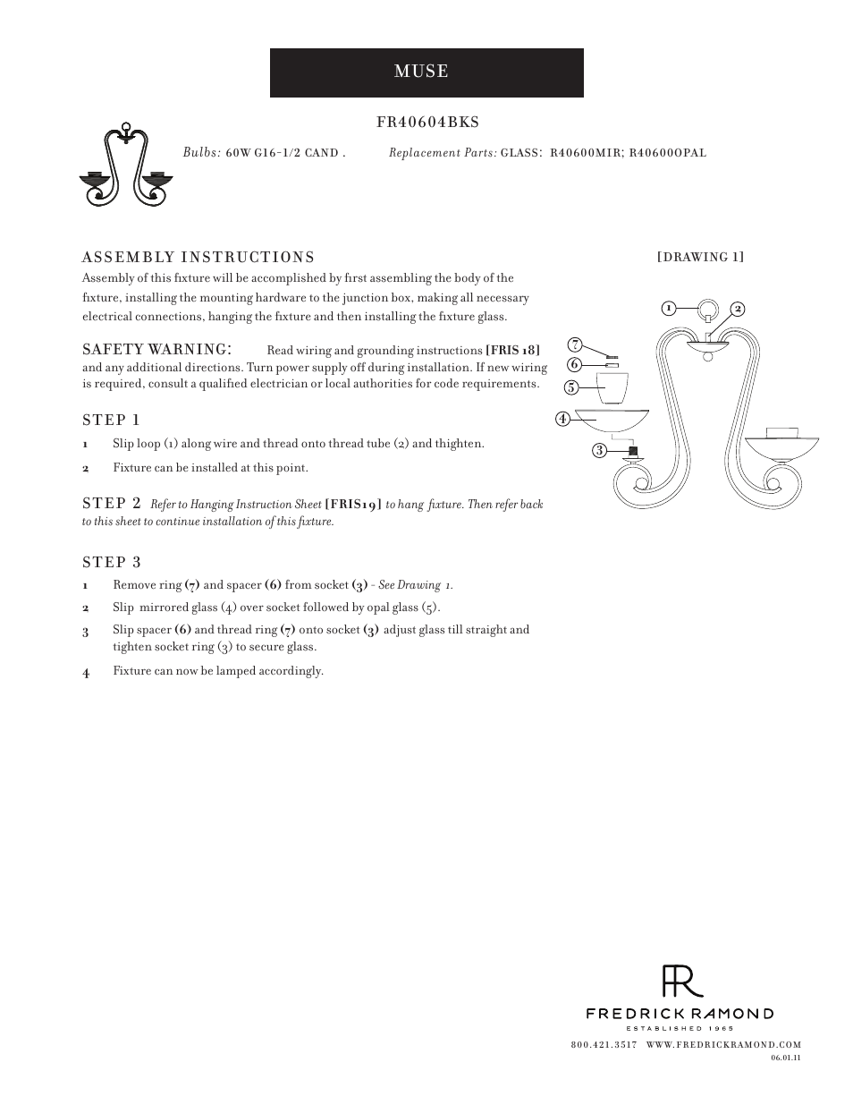 Hinkley Lighting MUSE FR40604BKS User Manual | 1 page