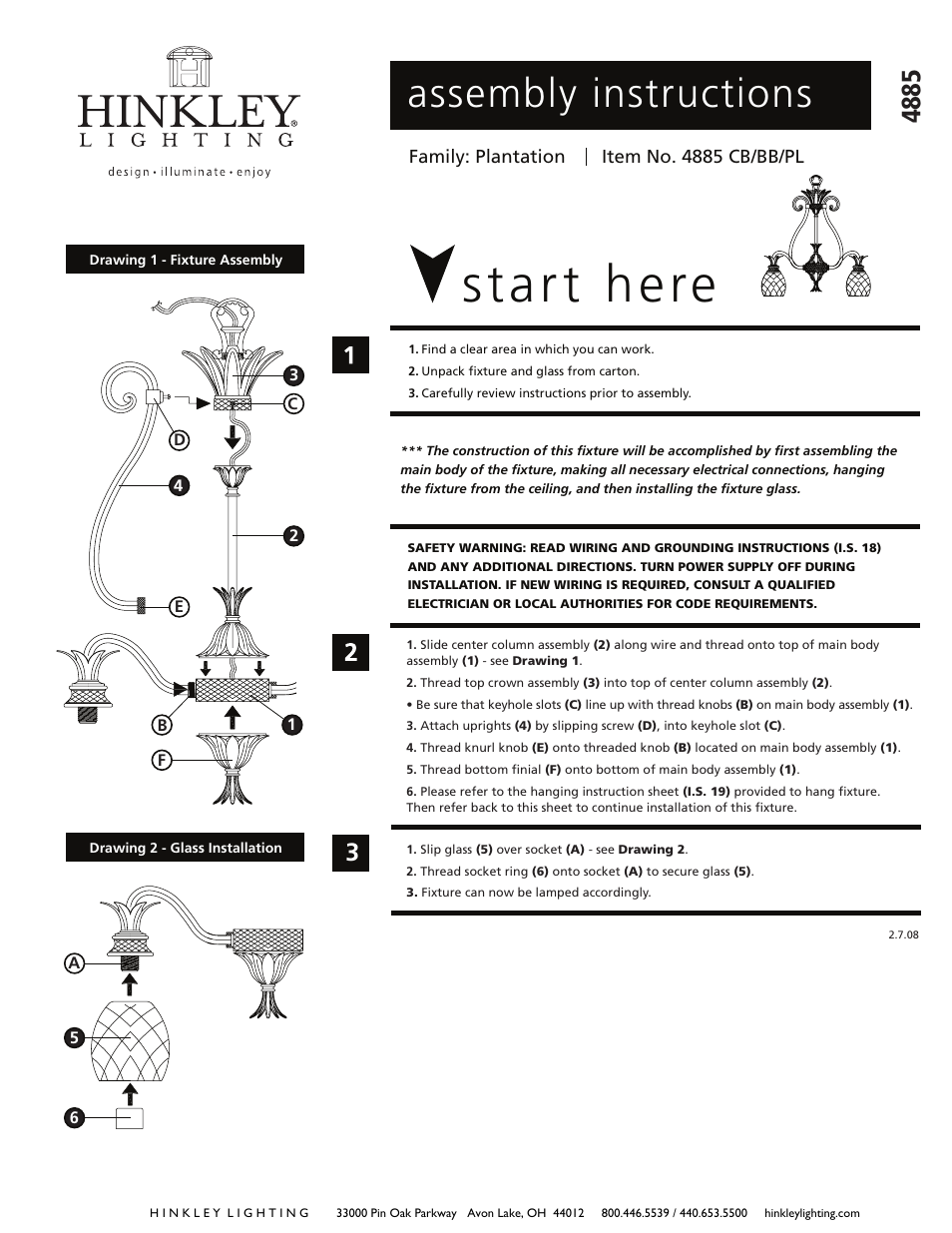 Hinkley Lighting PLANTATION 4885BB User Manual | 3 pages