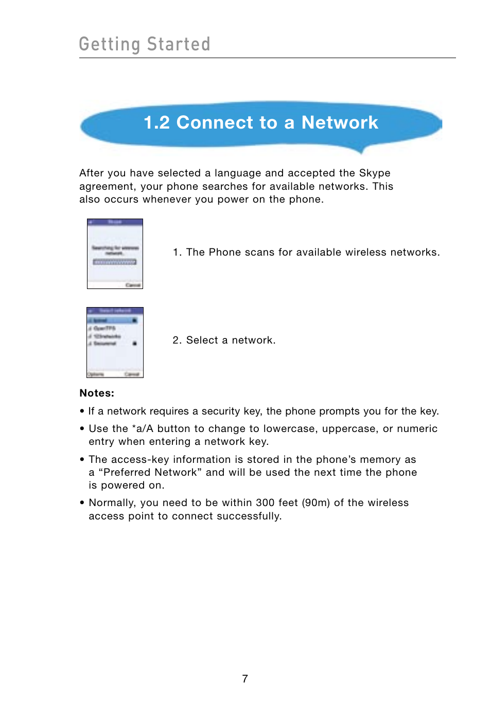 Getting started, 2 connect to a network | Belkin Skype F1PP000GN-SK User Manual | Page 10 / 54