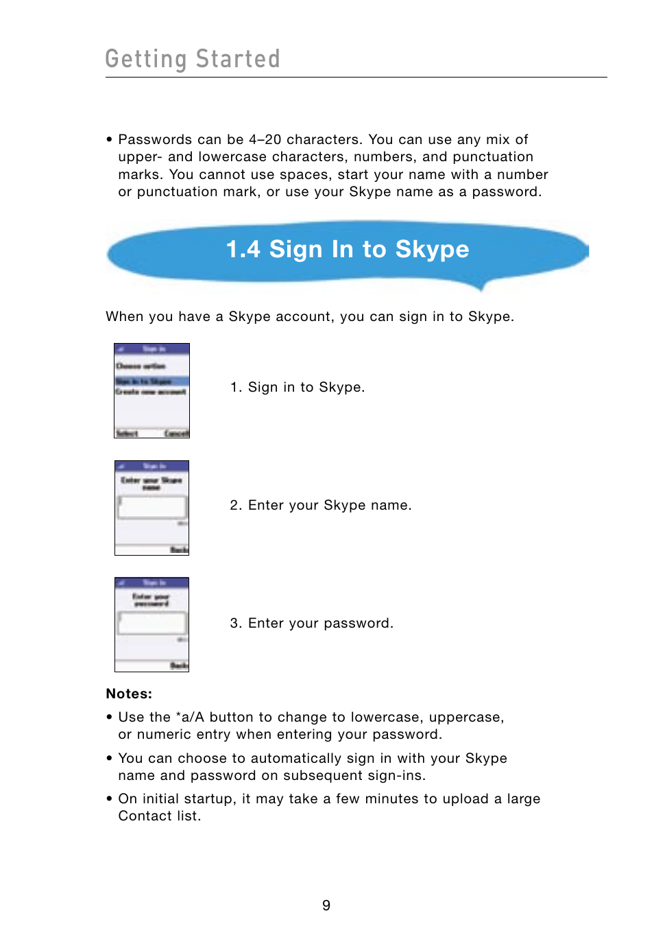 Getting started, 4 sign in to skype | Belkin Skype F1PP000GN-SK User Manual | Page 12 / 54