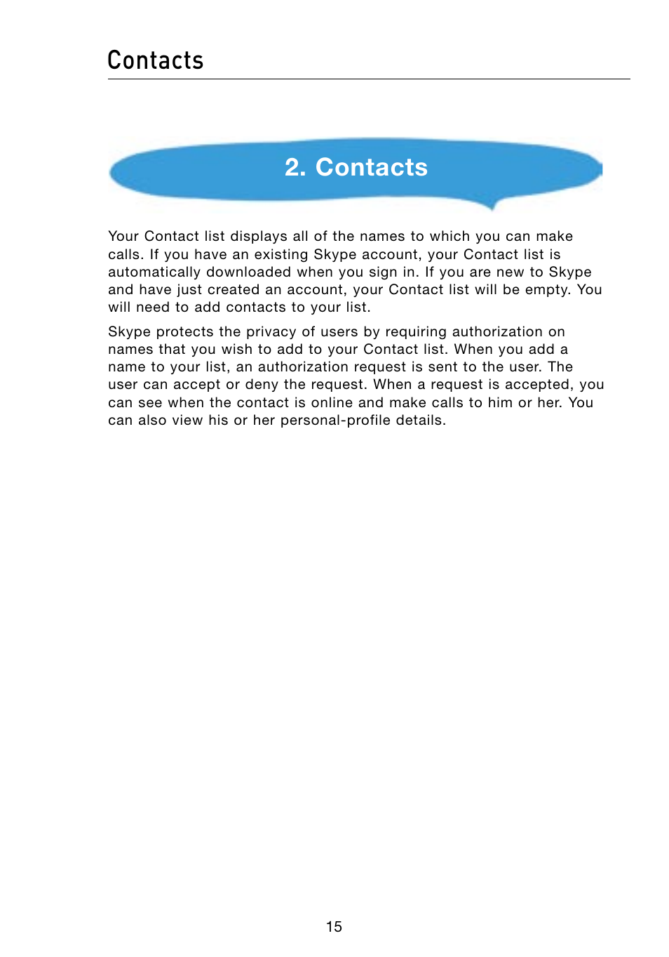 Contacts | Belkin Skype F1PP000GN-SK User Manual | Page 18 / 54