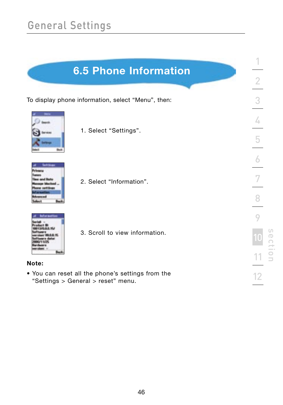General settings, 5 phone information | Belkin Skype F1PP000GN-SK User Manual | Page 49 / 54