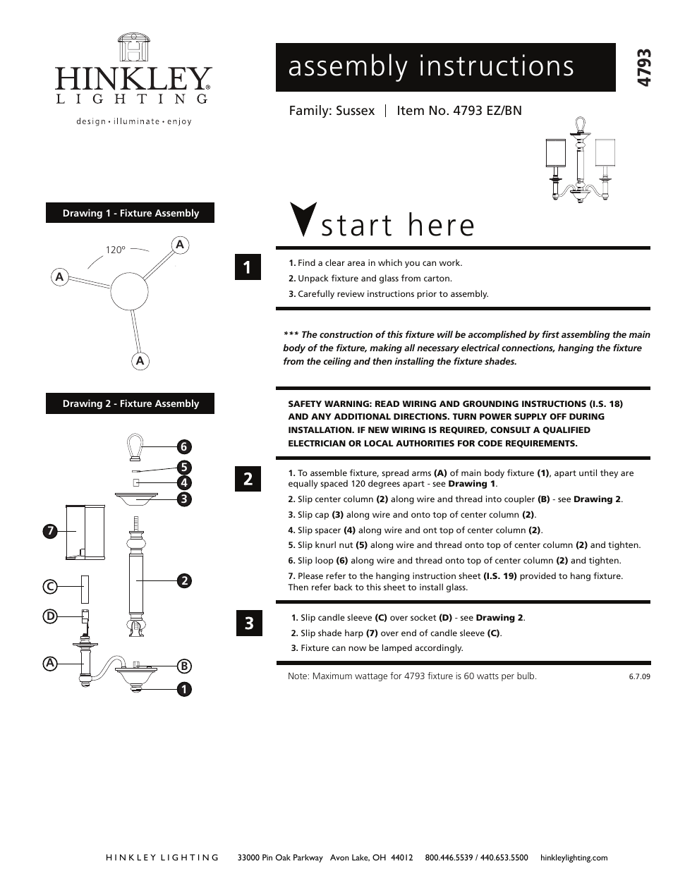Hinkley Lighting SUSSEX 4793EZ User Manual | 3 pages