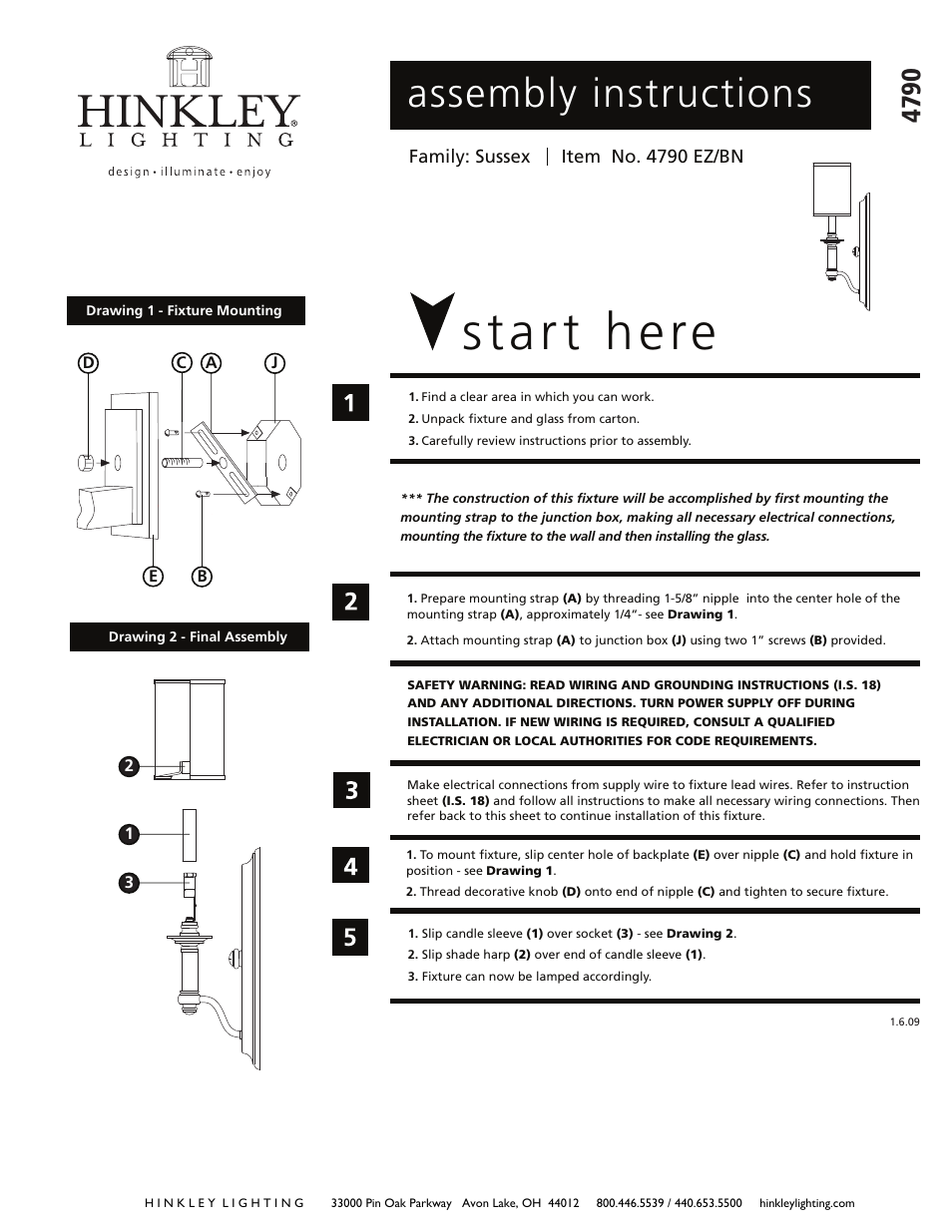 Hinkley Lighting SUSSEX 4790EZ User Manual | 2 pages
