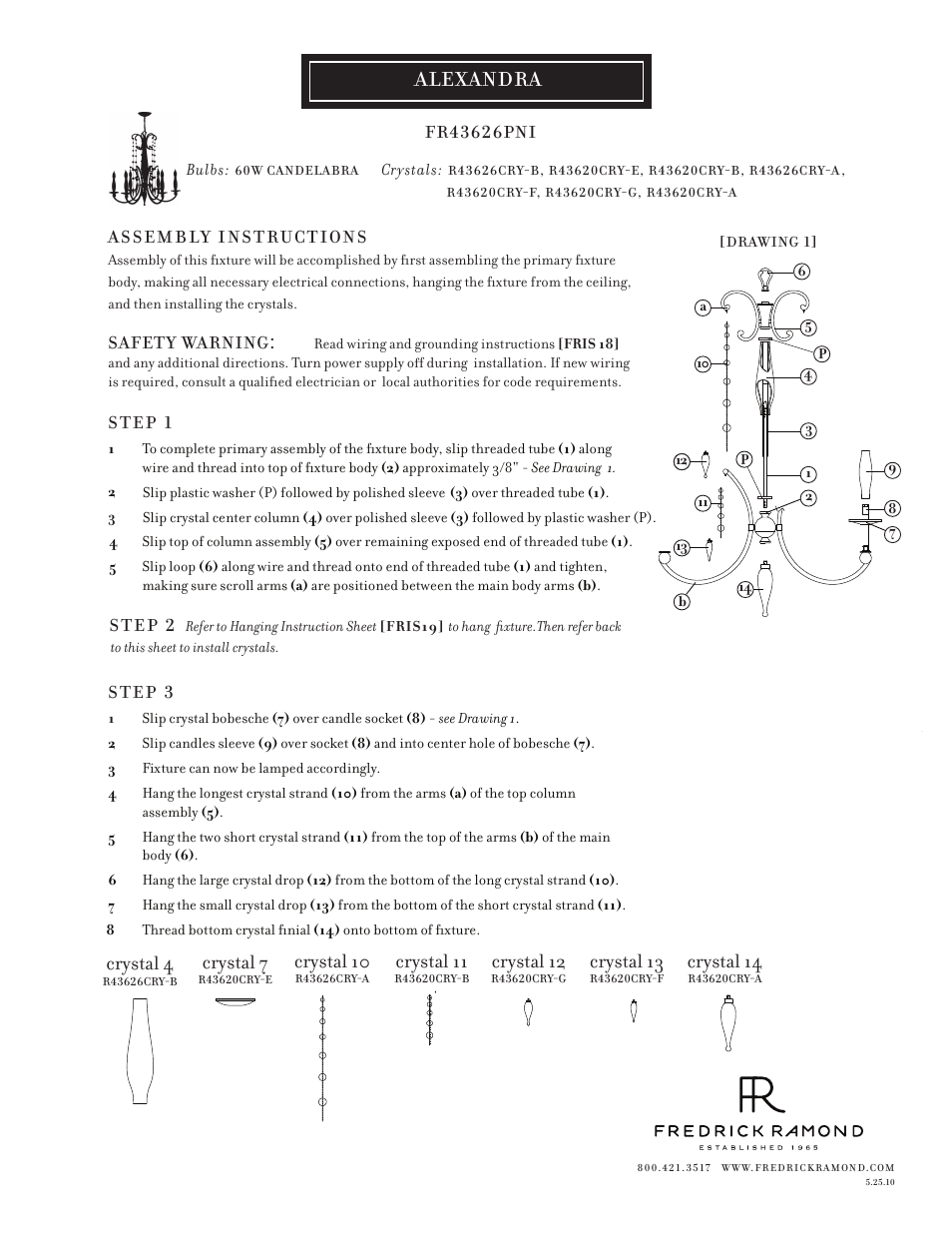 Hinkley Lighting ALEXANDRA FR43626PNI User Manual | 1 page