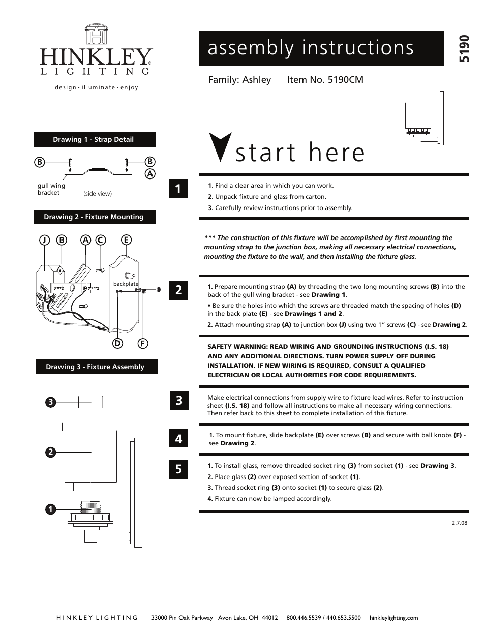 Hinkley Lighting ASHLEY 5190 User Manual | 2 pages