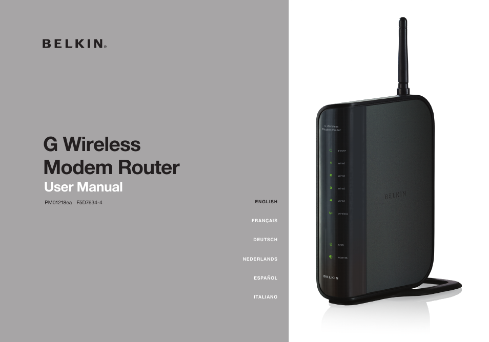 Belkin G Wireless Modem Router PM01218ea F5D7634-4 User Manual | 93 pages