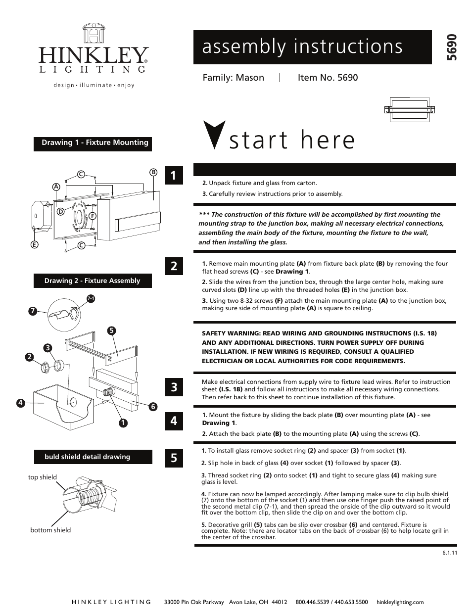 Hinkley Lighting MASON 5690TB User Manual | 2 pages