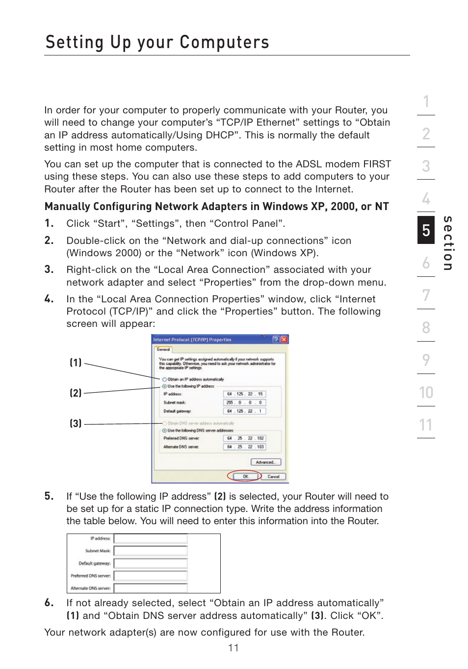 Setting up your computers, Se ct io n | Belkin Pre-N User Manual | Page 13 / 92